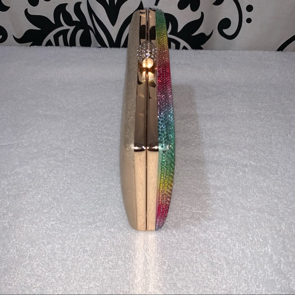 Alessia Rainbow Crystal Clutch Crossbody Purse - Picture 4 of 12